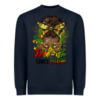 Navy free ish since 1865 afro messy bun Heavyweight Sweatshirt - HRA Design Shop