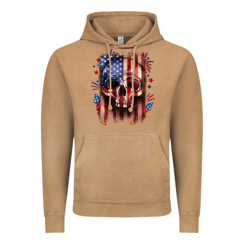 4th Of July Skull American Flag Vintage Hoodie by Neo Western | Teevron