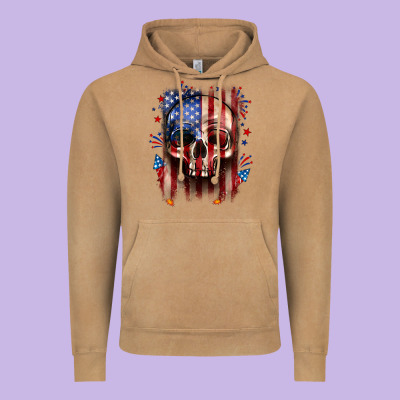 4th Of July Skull American Flag Vintage Hoodie Designed By Neo Western