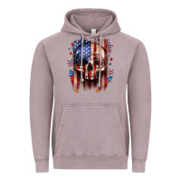 Vintage Zinc 4th of July skull American flag Vintage Hoodie - Neo Western