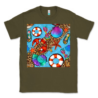 Army Green summer with leopard seamless pattern Classic Tee - BundleAndBundleShop