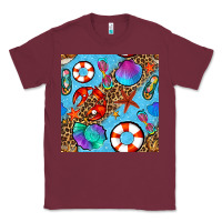 Burgundy summer with leopard seamless pattern Classic Tee - BundleAndBundleShop