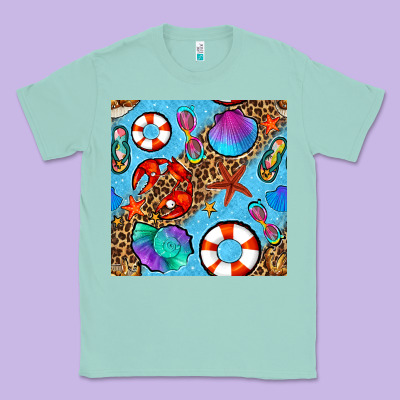 Summer With Leopard Seamless Pattern Classic Tee Designed By Bundleandbundleshop