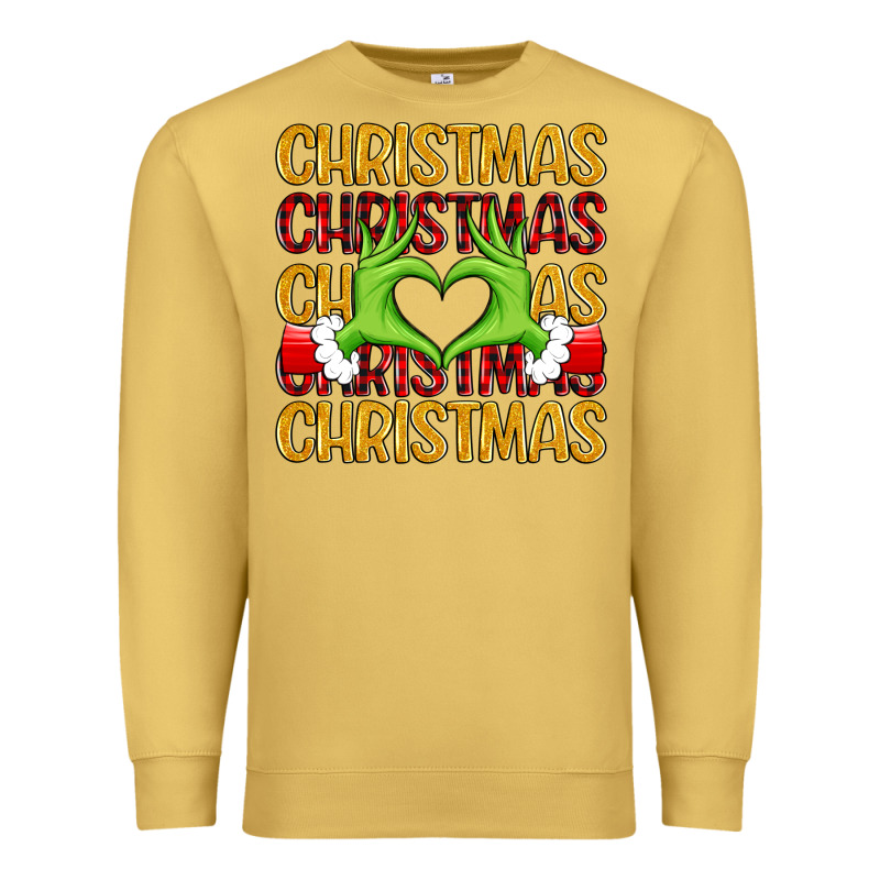 Christmas Grinch Heart Hands Premium Sweatshirt by MaliasSmallBusiness | Teevron