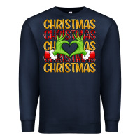 Navy christmas grinch heart hands Premium Sweatshirt - MaliasSmallBusiness