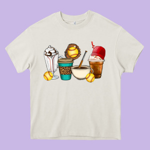 Softball Coffee Cups Heavy Core Tee Designed By Artiststas