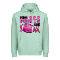 Seafoam Nobody Fights Alone Breast Cancer Premium Hoodie - RanaPortraitStore