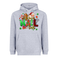 Heather Grey santas favorite nail tech Heavyweight Hoodie - MaliasSmallBusiness