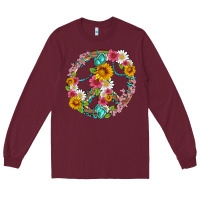 Floral Peace Sign With Gemstone Long Sleeve Tee | Teevron