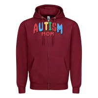 Burgundy autism mom Zipper Hoodie - MaliasSmallBusiness
