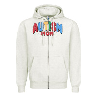 Oatmeal Heather autism mom Zipper Hoodie - MaliasSmallBusiness