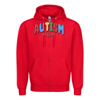 Red autism mom Zipper Hoodie - MaliasSmallBusiness