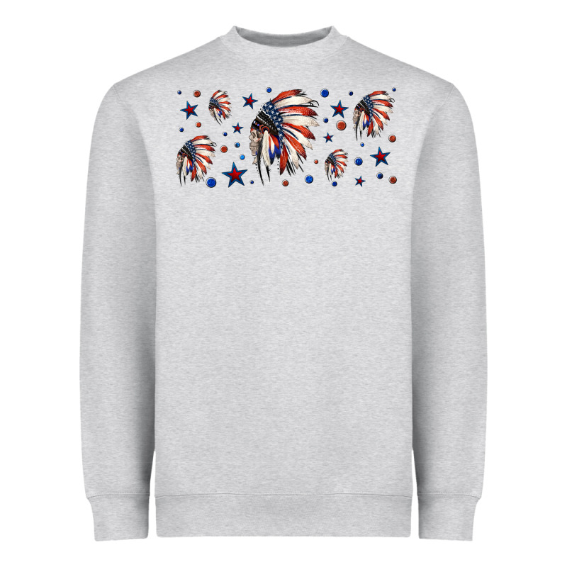 Patriotic Native American Headdress 16oz Libbey Cup Heavyweight Sweatshirt by HRA Design Shop | Teevron