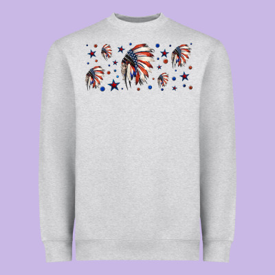Patriotic Native American Headdress 16oz Libbey Cup Heavyweight Sweatshirt Designed By Hra Design Shop
