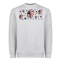 Heather Grey patriotic native American headdress 16oz libbey cup Heavyweight Sweatshirt - HRA Design Shop