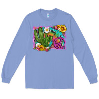 Colony Blue cactus peace sign flowers and tie dye Long Sleeve Tee - Artiststas