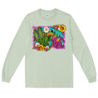 Matcha cactus peace sign flowers and tie dye Long Sleeve Tee - Artiststas