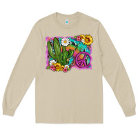 Mushroom cactus peace sign flowers and tie dye Long Sleeve Tee - Artiststas