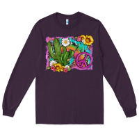 Plum cactus peace sign flowers and tie dye Long Sleeve Tee - Artiststas
