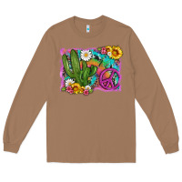 Toasted Coconut cactus peace sign flowers and tie dye Long Sleeve Tee - Artiststas