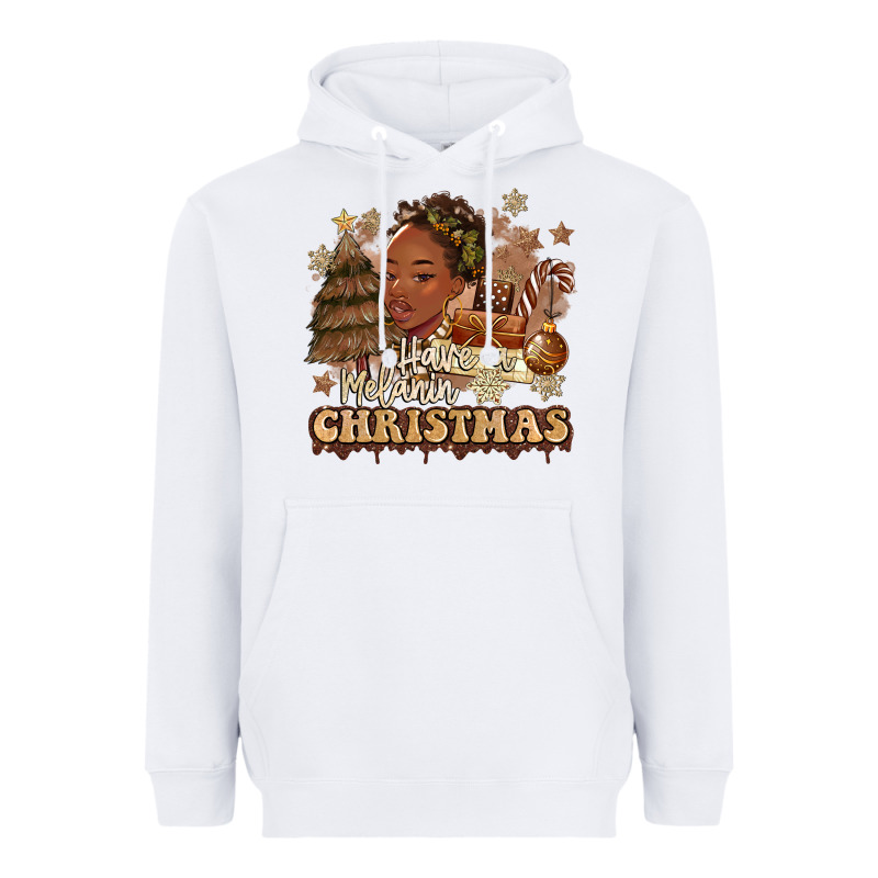Have A Melanin Christmas  Black Woman Heavyweight Hoodie by MaliasSmallBusiness | Teevron