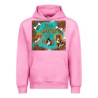 Fuchsia Pink life is better with a dog Urban Hoodie - TumblerDesignByShophia
