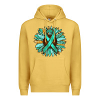Antique Gold Ovarian Liver Cancer Awareness Sunflower Premium Hoodie - RanaPortraitStore