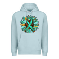 Blue Mist Ovarian Liver Cancer Awareness Sunflower Premium Hoodie - RanaPortraitStore