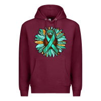 Burgundy Ovarian Liver Cancer Awareness Sunflower Premium Hoodie - RanaPortraitStore