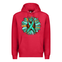 Cardinal Ovarian Liver Cancer Awareness Sunflower Premium Hoodie - RanaPortraitStore