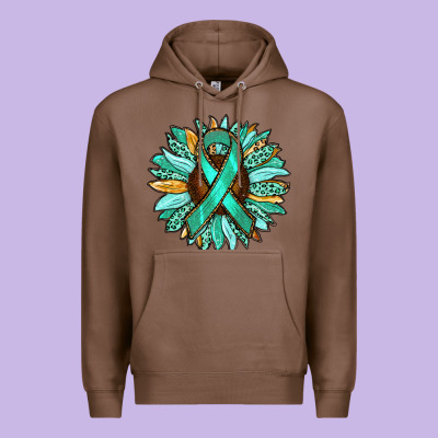 Ovarian Liver Cancer Awareness Sunflower Premium Hoodie Designed By Ranaportraitstore