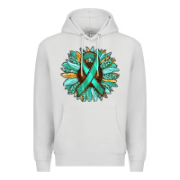 Dove Grey Ovarian Liver Cancer Awareness Sunflower Premium Hoodie - RanaPortraitStore