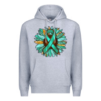 Heather Grey Ovarian Liver Cancer Awareness Sunflower Premium Hoodie - RanaPortraitStore