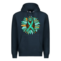 Navy Ovarian Liver Cancer Awareness Sunflower Premium Hoodie - RanaPortraitStore