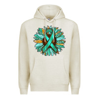 Oatmeal Heather Ovarian Liver Cancer Awareness Sunflower Premium Hoodie - RanaPortraitStore