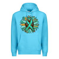 Ocean Blue Ovarian Liver Cancer Awareness Sunflower Premium Hoodie - RanaPortraitStore