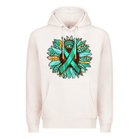 Pale Pink Ovarian Liver Cancer Awareness Sunflower Premium Hoodie - RanaPortraitStore
