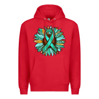 Red Ovarian Liver Cancer Awareness Sunflower Premium Hoodie - RanaPortraitStore