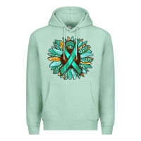 Seafoam Ovarian Liver Cancer Awareness Sunflower Premium Hoodie - RanaPortraitStore