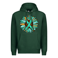 Sports Green Ovarian Liver Cancer Awareness Sunflower Premium Hoodie - RanaPortraitStore