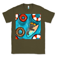 Army Green koala at the pool seamless pattern Classic Tee - BundleAndBundleShop