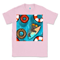 Bubblegum Pink koala at the pool seamless pattern Classic Tee - BundleAndBundleShop