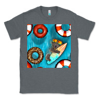 Charcoal Heather koala at the pool seamless pattern Classic Tee - BundleAndBundleShop