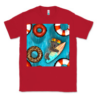 Red koala at the pool seamless pattern Classic Tee - BundleAndBundleShop
