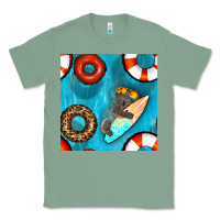Sage koala at the pool seamless pattern Classic Tee - BundleAndBundleShop