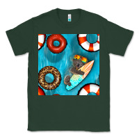 Sports Green koala at the pool seamless pattern Classic Tee - BundleAndBundleShop