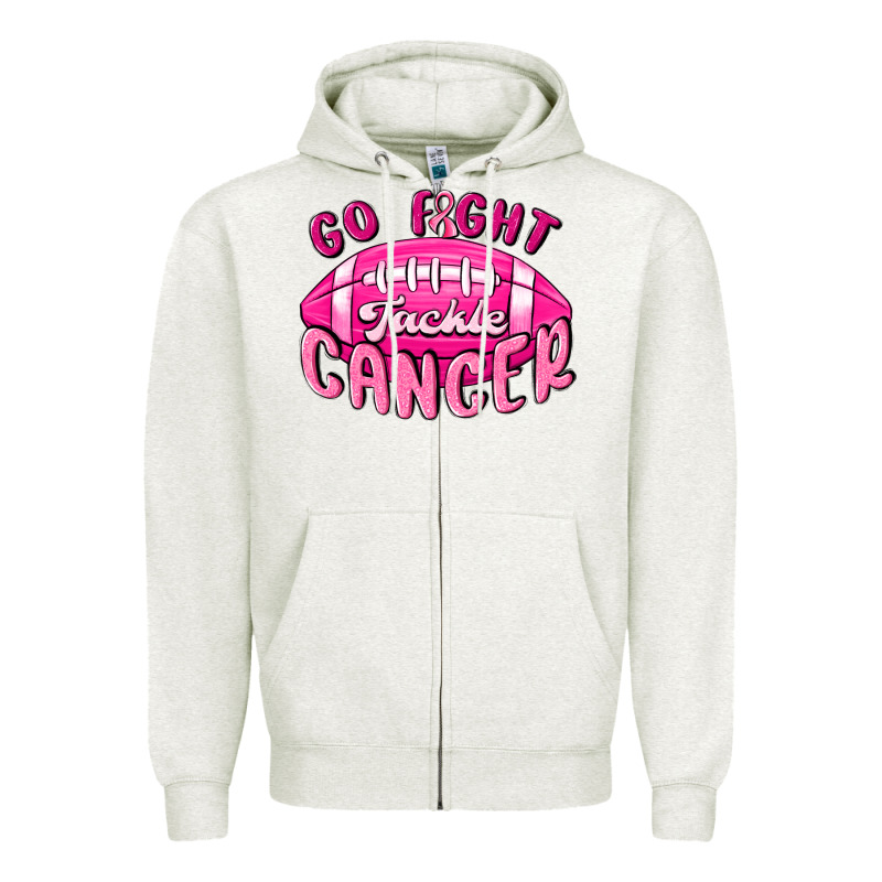 Go Fight Tackle Cancer Zipper Hoodie by MaliasSmallBusiness | Teevron
