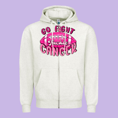 Go Fight Tackle Cancer Zipper Hoodie Designed By Maliassmallbusiness