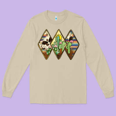Cactus Serape Cowhide Long Sleeve Tee Designed By Jahusdesignshop