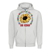 Dove Grey in a world where you can be anything be kind Zipper Hoodie - MaliasSmallBusiness